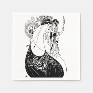 Serviette En Papier Aubrey Beardsley La jupe du paon Art nouveau