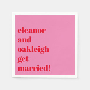 Serviette En Papier Audacieuse Typographie Fun Rose Rouge Chic Mariage
