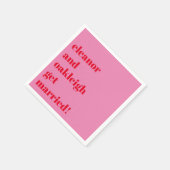 Serviette En Papier Audacieuse Typographie Fun Rose Rouge Chic Mariage (Coin)