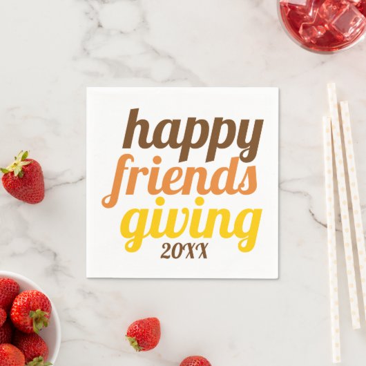 Serviette En Papier Audacieuse typographie Happy Friendsgiving automne (En situation)