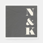 Serviette En Papier Audacieux Monogramme moderne Initiales Mariage noi (Devant)