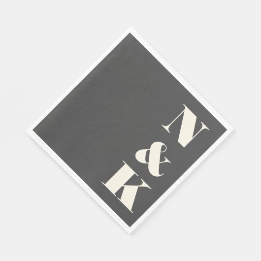 Serviette En Papier Audacieux Monogramme moderne Initiales Mariage noi (Coin)