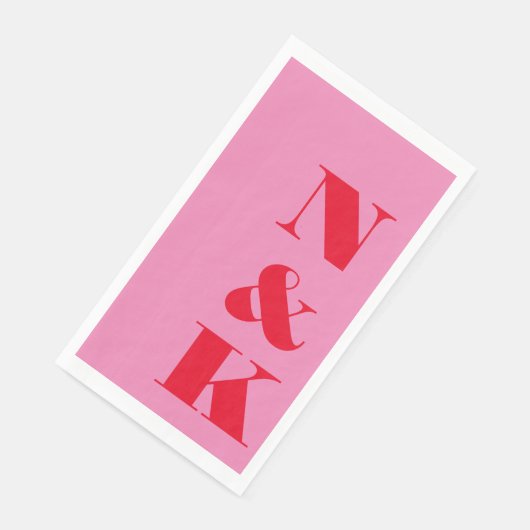 Serviette En Papier Audacieux Monogramme moderne Initiales Mariage ros (Coin)