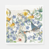 Serviette En Papier Audubon Bluebird Oiseaux Fleurs Papier Napkins (Devant)