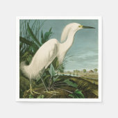 Serviette En Papier Audubon Héron de neige Oiseaux d'aigrettes blanche (Devant)