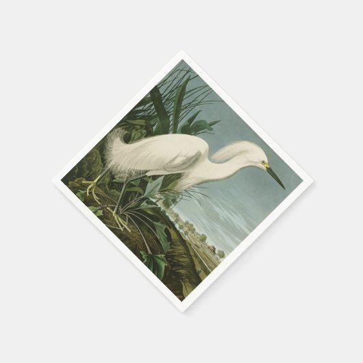 Serviette En Papier Audubon Héron de neige Oiseaux d'aigrettes blanche (Coin)