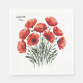 Serviette En Papier August Poppy Bloom - Cadeau d'anniversaire personn (Devant)