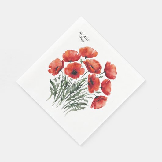 Serviette En Papier August Poppy Bloom - Cadeau d'anniversaire personn (Coin)