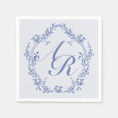 Serviette En Papier AURELIA Chinoiserie Monogramme floral victorien (Devant)