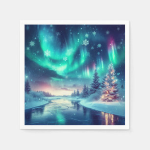 Serviette En Papier aurora borealis/Noël/hiver