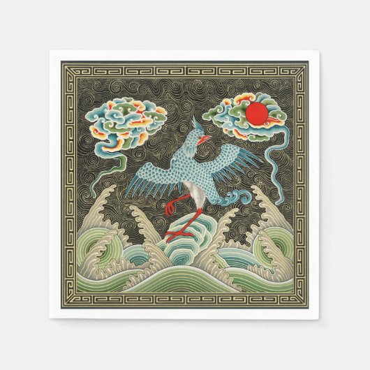 Serviette En Papier Auspicious Tide & Phoenix Rising Motif chinois (Devant)