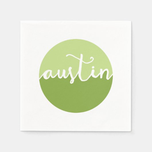 Serviette En Papier Austin, Texas | Cercle Ombre Vert (Devant)