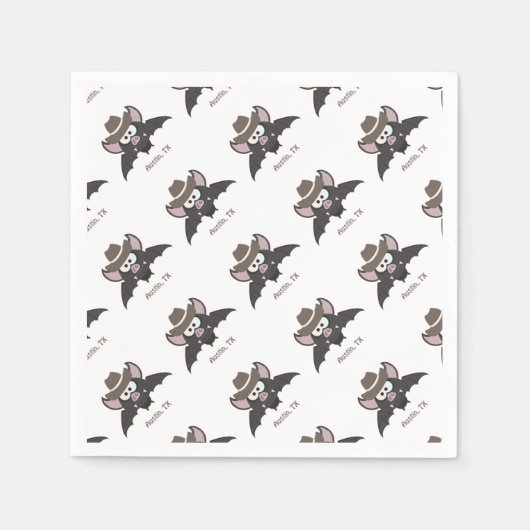 Serviette En Papier Austin Texas Cute Cartoon Cowboy Bat (Devant)
