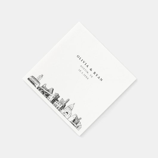 Serviette En Papier Austin Texas Mariage Cocktail Napkin (Coin)