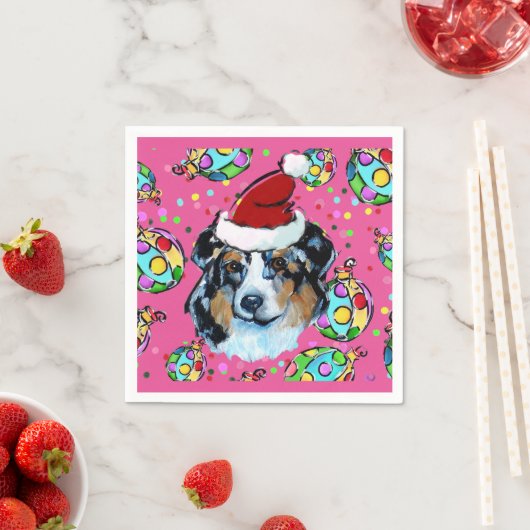 SERVIETTE EN PAPIER AUSTRALIAN SHEPHERD (En situation)