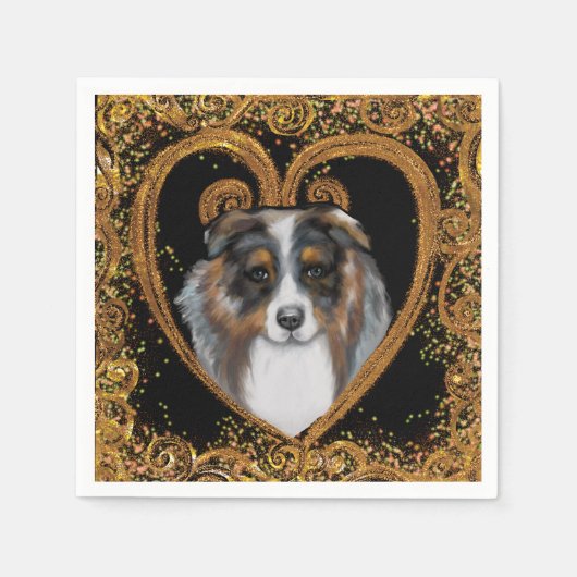 Serviette En Papier Australian Shepherd   (Devant)