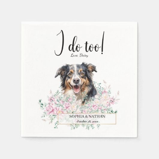 Serviette En Papier Australian Shepherd Chien Mariage Cocktail Serviet (Devant)
