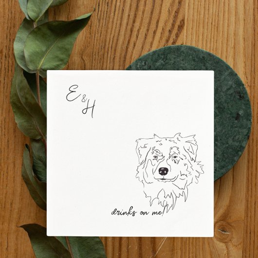 Serviette En Papier Australian Shepherd Chien Mariage Cocktail Serviet
