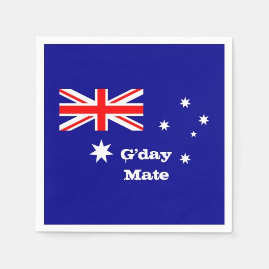 Serviette En Papier Australie, G'day Mate et drapeau australien / part (Devant)
