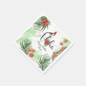 Serviette En Papier Authentique cardinal rouge hawaïen et floral tropi (Coin)