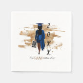 Serviette En Papier Autocollant rond afro-américain pour graduation se (Devant)