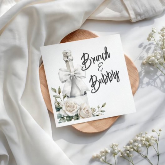Serviette En Papier Autocollants Élégants Fleurs Blanches Brunch et Bu