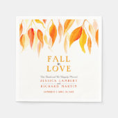 Serviette En Papier automne amoureux automne orange feuille mariage (Devant)