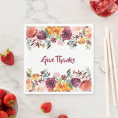 Serviette En Papier Automne Aquarelle Floral Donner Merci (En situation)