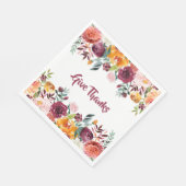 Serviette En Papier Automne Aquarelle Floral Donner Merci (Coin)