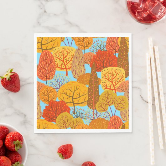Serviette En Papier Automne Arbres Motif Chute Foliage (En situation)