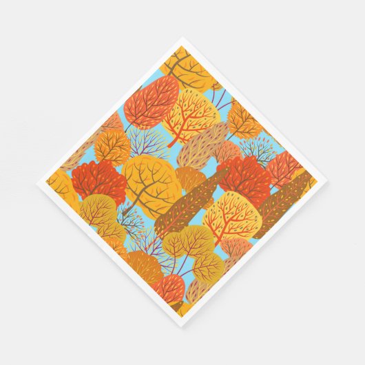 Serviette En Papier Automne Arbres Motif Chute Foliage (Coin)