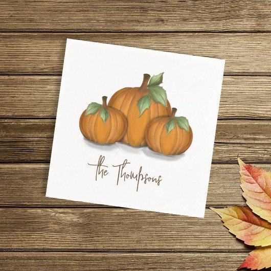 Serviette En Papier Automne Automne Aquarelle Citrouille Élégante réco