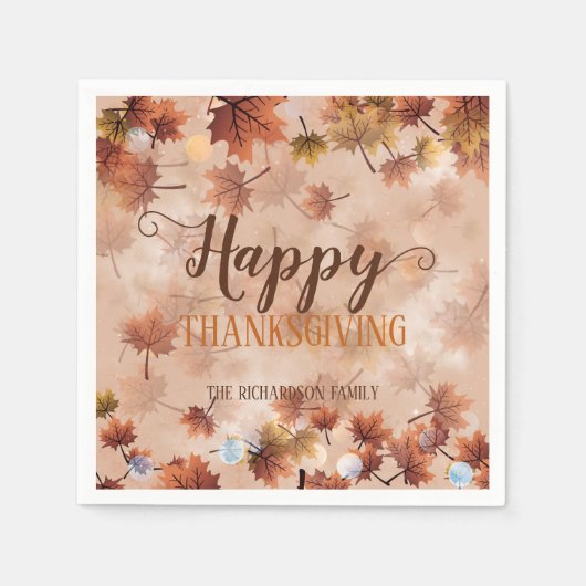 Serviette En Papier Automne Automne Bon thanksgiving Feuille Brown (Devant)
