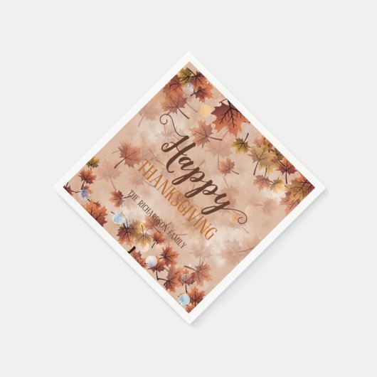 Serviette En Papier Automne Automne Bon thanksgiving Feuille Brown (Coin)