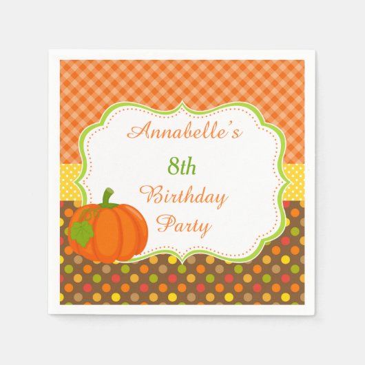 Serviette En Papier Automne Automne Citrouille Anniversaire (Devant)