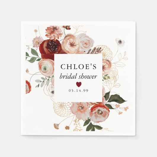 Serviette En Papier Automne Automne Fête des mariées Florale serviette (Devant)