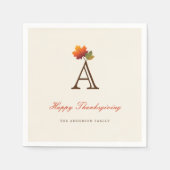 Serviette En Papier Automne / Automne Feuilles Monogramme Fête d'Actio (Devant)