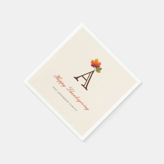Serviette En Papier Automne / Automne Feuilles Monogramme Fête d'Actio (Coin)
