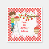 Serviette En Papier Automne Automne Pomme cueillir Brunette Garçon Ann (Devant)