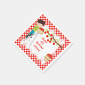 Serviette En Papier Automne Automne Pomme cueillir Cheveux Noir Garçon (Coin)