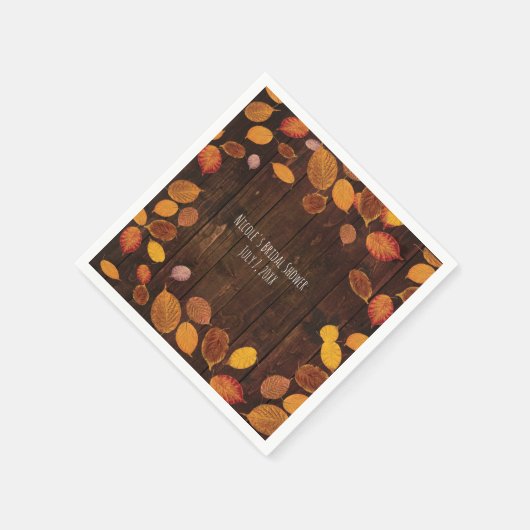 Serviette En Papier Automne Automne Rustique Feuilles dorés sur Mariag (Coin)