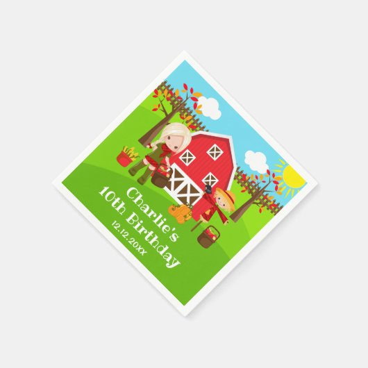 Serviette En Papier Automne Barnyard Anniversaire Blonde Coiffeuse (Coin)