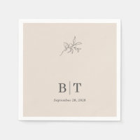 Automne Beige Simple Botanique avec Initiales