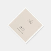 Serviette En Papier Automne Beige Simple Botanique avec Initiales (Coin)