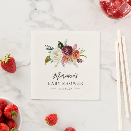 Serviette En Papier Automne Boho Blooms Baby shower personnalisé (En situation)