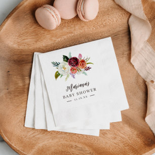 Serviette En Papier Automne Boho Blooms Baby shower personnalisé