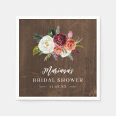 Serviette En Papier Automne Boho Blooms Fête des mariées personnalisée (Devant)
