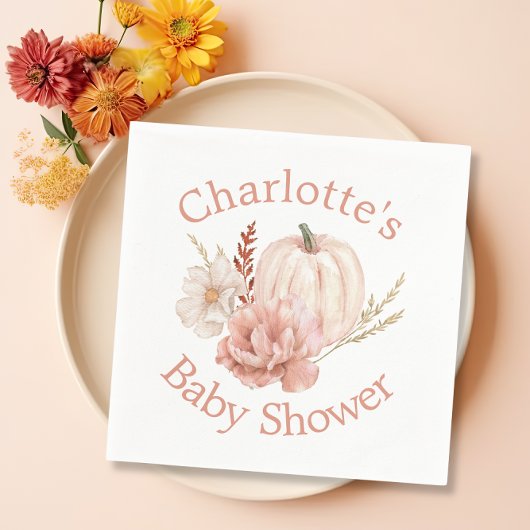 Serviette En Papier Automne Boho Citrouille Baby shower Floral 