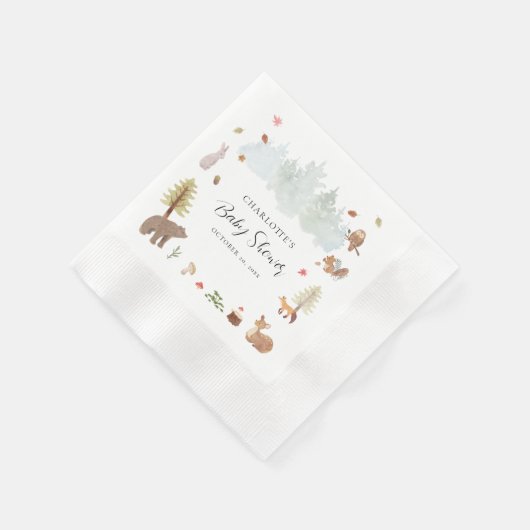 Serviette En Papier Automne Bois Animaux Automne Baby shower Papier (Coin)