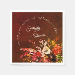 Serviette En Papier Automne Botanique Heureux Jamais Après Mariage